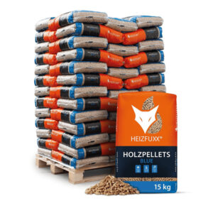 Heizfuxx Holzpellets Blue – 975-kg-Palette in 15-kg-Säcken